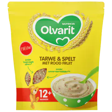 Olvarit Tarwe Spelt met rood fruit 12 Maanden Olvarit Wheat & Spelled with red fruit 12+ Months