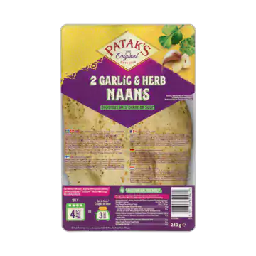 Patak's Garlic & Herbs Naans 2 x 120g