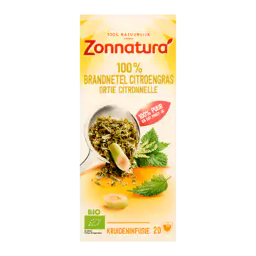 Zonnatura Bio 100% Brandnetel Citroengras Kruideninfusie 20 Zakjes